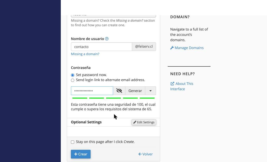 Contraseña segura generada en cPanel con seguridad 100